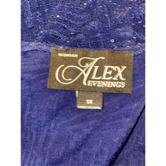 Alex Evenings 2-Piece Knit Tank/Jacket Blue Glitter Sparkle Plus Sz. 1X - Picture 10 of 11